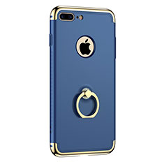 Funda Bumper Lujo Marco de Metal y Plastico con Anillo de dedo Soporte para Apple iPhone 7 Plus Azul