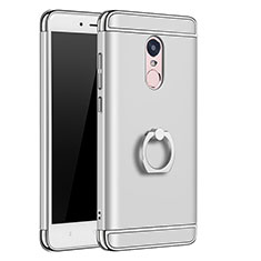 Funda Bumper Lujo Marco de Metal y Plastico con Anillo de dedo Soporte para Xiaomi Redmi Note 4 Standard Edition Plata