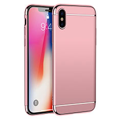 Funda Bumper Lujo Marco de Metal y Plastico M01 para Apple iPhone Xs Max Oro Rosa