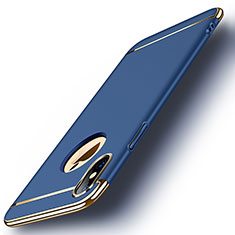 Funda Bumper Lujo Marco de Metal y Plastico para Apple iPhone X Azul