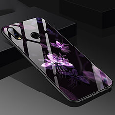 Funda Bumper Silicona Espejo Flores Carcasa para Huawei Nova 3e Morado