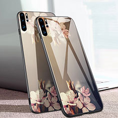 Funda Bumper Silicona Espejo Flores Carcasa para Huawei P30 Pro New Edition Oro