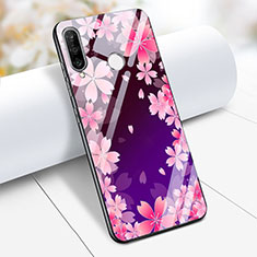 Funda Bumper Silicona Espejo Flores Carcasa S01 para Huawei P30 Lite New Edition Morado