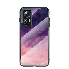 Funda Bumper Silicona Gel Espejo Estrellado Carcasa para Xiaomi Mi 12 5G Morado