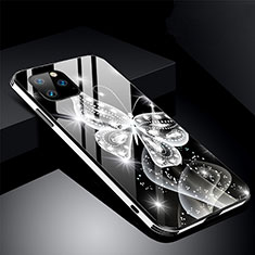 Funda Bumper Silicona Gel Espejo Flores Carcasa M01 para Apple iPhone 11 Pro Max Negro