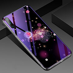 Funda Bumper Silicona Gel Espejo Flores Carcasa para Huawei Honor 9X Pro Morado