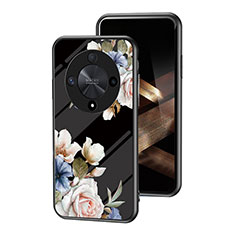 Funda Bumper Silicona Gel Espejo Flores Carcasa para Huawei Honor Magic6 Lite 5G Negro