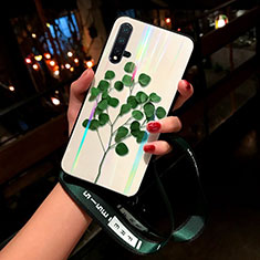 Funda Bumper Silicona Gel Espejo Flores Carcasa para Huawei Nova 5 Verde