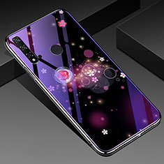 Funda Bumper Silicona Gel Espejo Flores Carcasa para Huawei Nova 5i Morado