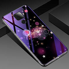 Funda Bumper Silicona Gel Espejo Flores Carcasa para Huawei Nova 5z Morado