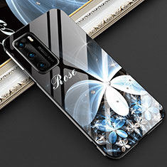 Funda Bumper Silicona Gel Espejo Flores Carcasa para Huawei P40 Negro