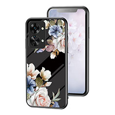 Funda Bumper Silicona Gel Espejo Flores Carcasa para OnePlus Nord 2T 5G Negro