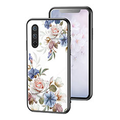 Funda Bumper Silicona Gel Espejo Flores Carcasa para OnePlus Nord CE 5G Blanco