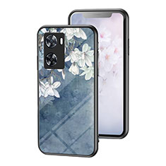 Funda Bumper Silicona Gel Espejo Flores Carcasa para OnePlus Nord N20 SE Azul