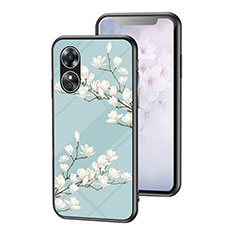 Funda Bumper Silicona Gel Espejo Flores Carcasa para Oppo A17 Cian