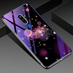 Funda Bumper Silicona Gel Espejo Flores Carcasa para Oppo A9 (2020) Morado