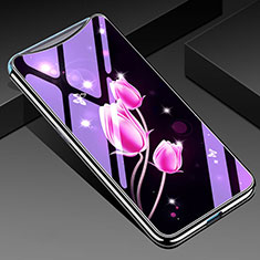 Funda Bumper Silicona Gel Espejo Flores Carcasa para Oppo Find X Rosa