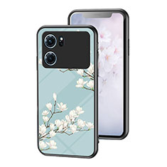 Funda Bumper Silicona Gel Espejo Flores Carcasa para Oppo K10 5G Cian