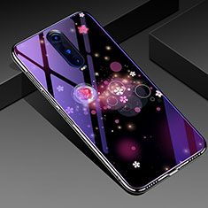 Funda Bumper Silicona Gel Espejo Flores Carcasa para Oppo R17 Pro Morado