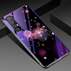 Funda Bumper Silicona Gel Espejo Flores Carcasa para Oppo Reno3 Pro Morado