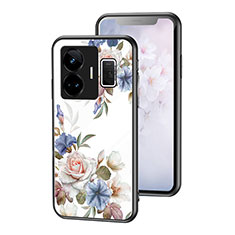 Funda Bumper Silicona Gel Espejo Flores Carcasa para Realme GT Neo5 240W 5G Blanco