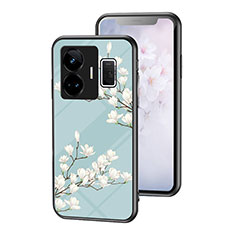 Funda Bumper Silicona Gel Espejo Flores Carcasa para Realme GT Neo5 5G Cian