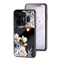 Funda Bumper Silicona Gel Espejo Flores Carcasa para Realme GT Neo5 5G Negro