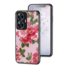 Funda Bumper Silicona Gel Espejo Flores Carcasa para Realme Narzo N55 Rojo