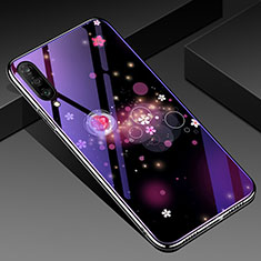 Funda Bumper Silicona Gel Espejo Flores Carcasa para Samsung Galaxy A90 5G Morado