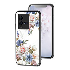 Funda Bumper Silicona Gel Espejo Flores Carcasa para Vivo iQOO 9T 5G Blanco