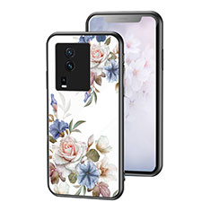 Funda Bumper Silicona Gel Espejo Flores Carcasa para Vivo iQOO Neo7 5G Blanco