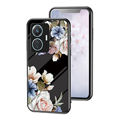 Funda Bumper Silicona Gel Espejo Flores Carcasa para Vivo T1 4G Negro