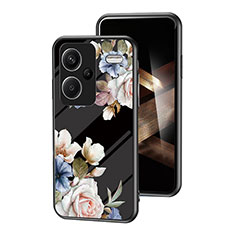 Funda Bumper Silicona Gel Espejo Flores Carcasa para Xiaomi Redmi Note 13 Pro+ Plus 5G Negro