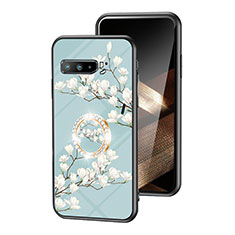 Funda Bumper Silicona Gel Espejo Flores Carcasa S01 para Asus ROG Phone 3 Cian