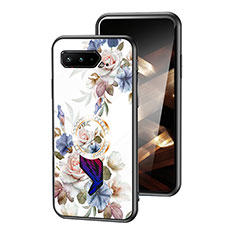 Funda Bumper Silicona Gel Espejo Flores Carcasa S01 para Asus ROG Phone 5 Pro Blanco