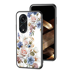 Funda Bumper Silicona Gel Espejo Flores Carcasa S01 para Huawei Honor X5 Plus Blanco