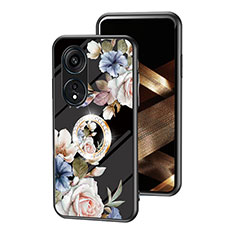 Funda Bumper Silicona Gel Espejo Flores Carcasa S01 para Huawei Honor X5 Plus Negro