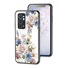 Funda Bumper Silicona Gel Espejo Flores Carcasa S01 para OnePlus 9RT 5G Blanco