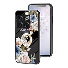 Funda Bumper Silicona Gel Espejo Flores Carcasa S01 para OnePlus Ace Pro 5G Negro