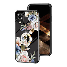 Funda Bumper Silicona Gel Espejo Flores Carcasa S01 para Oppo A17K Negro