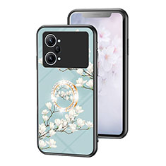 Funda Bumper Silicona Gel Espejo Flores Carcasa S01 para Oppo K10 Pro 5G Cian