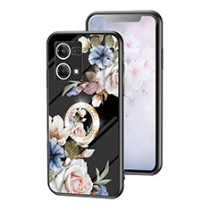 Funda Bumper Silicona Gel Espejo Flores Carcasa S01 para Oppo Reno7 4G Negro