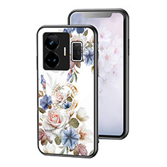 Funda Bumper Silicona Gel Espejo Flores Carcasa S01 para Realme GT Neo5 5G Blanco