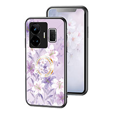 Funda Bumper Silicona Gel Espejo Flores Carcasa S01 para Realme GT Neo5 5G Purpura Claro