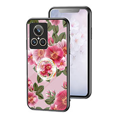 Funda Bumper Silicona Gel Espejo Flores Carcasa S01 para Realme GT2 Master Explorer Rojo