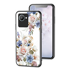 Funda Bumper Silicona Gel Espejo Flores Carcasa S01 para Realme Narzo 50i Prime Blanco