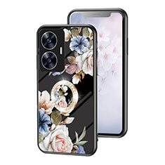 Funda Bumper Silicona Gel Espejo Flores Carcasa S01 para Realme Narzo N55 Negro