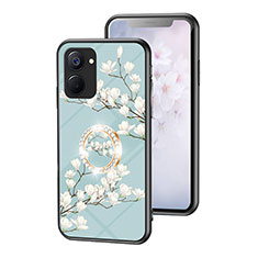 Funda Bumper Silicona Gel Espejo Flores Carcasa S01 para Realme Q5x 5G Cian