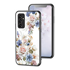 Funda Bumper Silicona Gel Espejo Flores Carcasa S01 para Samsung Galaxy F13 4G Blanco