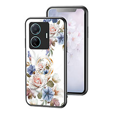 Funda Bumper Silicona Gel Espejo Flores Carcasa S01 para Vivo T1 5G Blanco